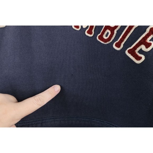 Vintage Abercrombie & Fitch Mens Small Faded Spell Out Heavyweight Hoodie Blue - Picture 6 of 11
